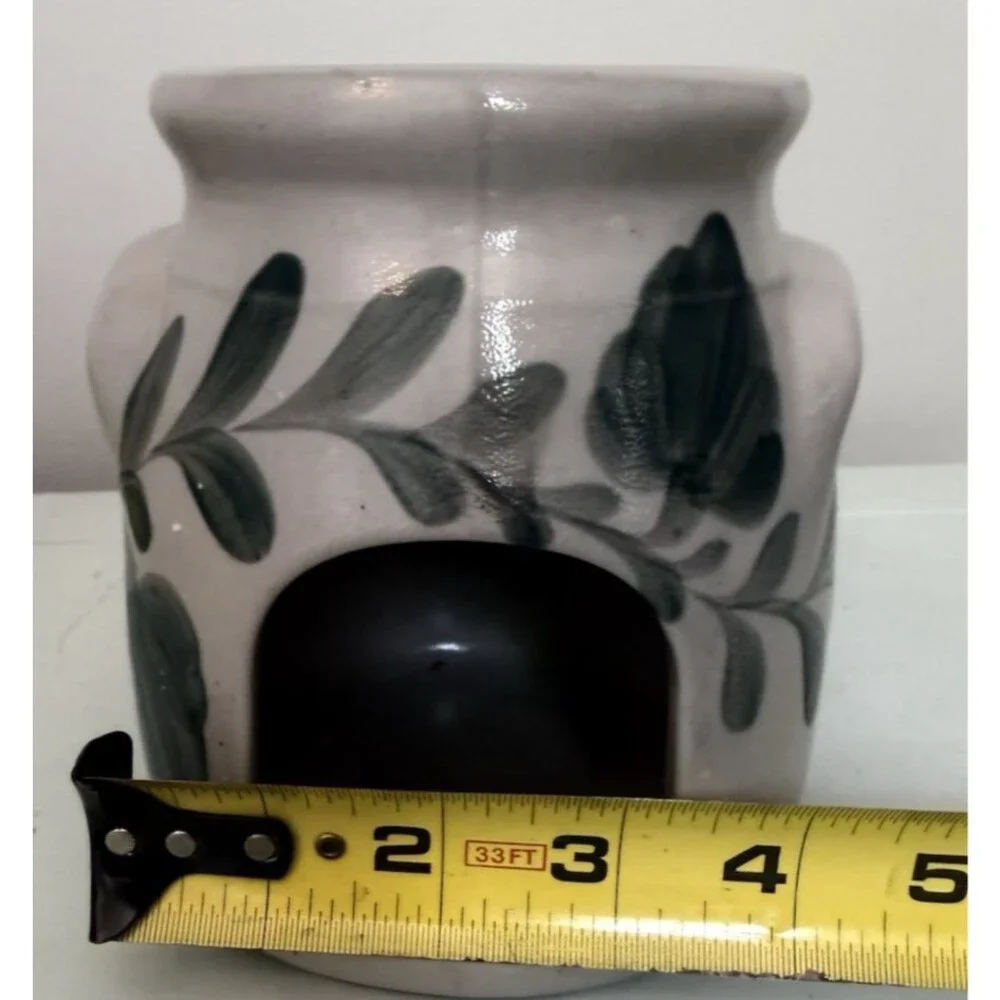 VTG Don Hains Salmon Falls Stoneware Pottery Tart Warmer Pennsylvia Green